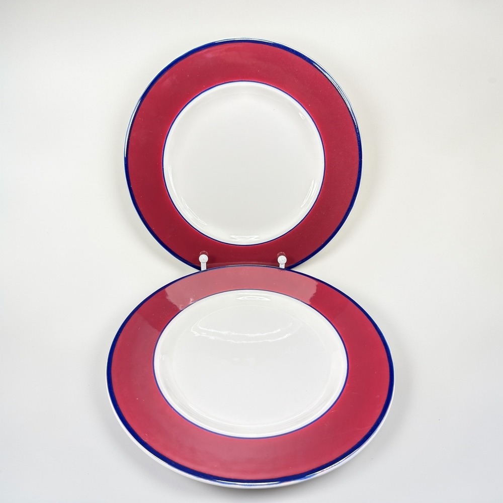 Pagnossin Italy Ironstone Treviso Plates Dishes Maroon Red Set of 2 Porcelain